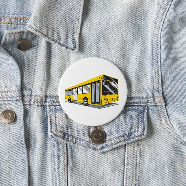 Badge Rond 7,6 Cm Transport en commun de bus urbain jaune gras (Créateur téléchargé)