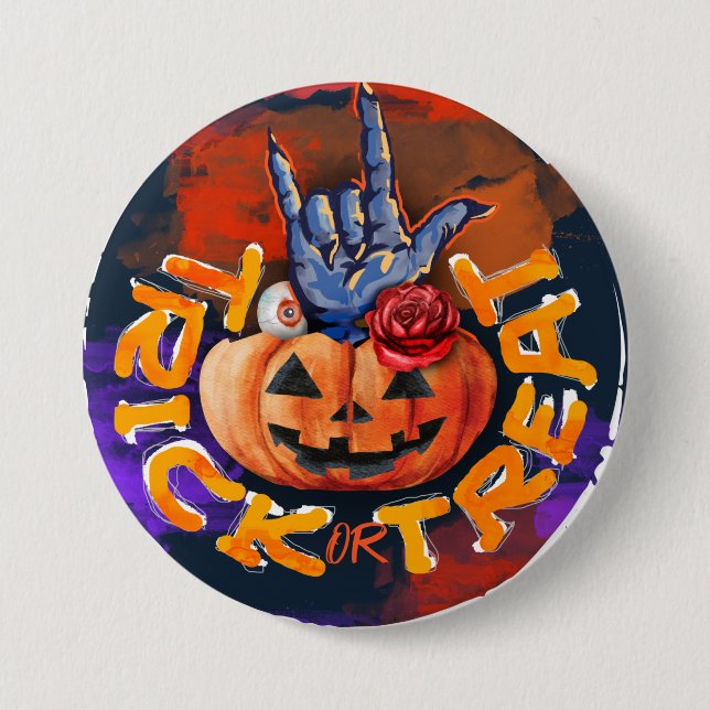 Badge Rond 7,6 Cm Treak ou Treat Scary Halloween (Devant)