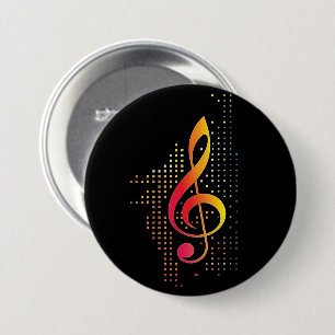 Badge Rond 7,6 Cm Treble Clef Music