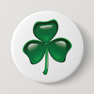 Badge Rond 7,6 Cm Trèfle à trois feuilles Shamrock vert