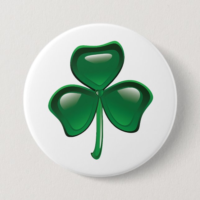 Badge Rond 7,6 Cm Trèfle à trois feuilles Shamrock vert (Devant)