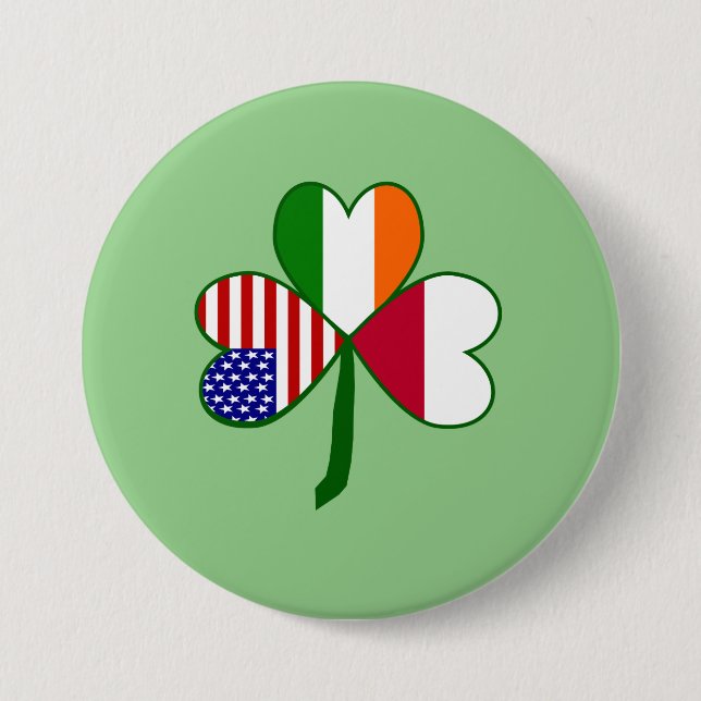 Badge Rond 7,6 Cm Trèfle Drapeau Polonais  (Devant)