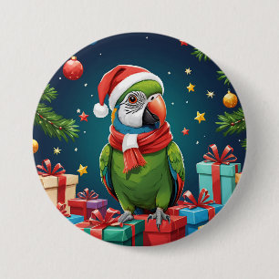 Badge Rond 7,6 Cm Trendy coloré mignon Parrot de Noël Santa Claus