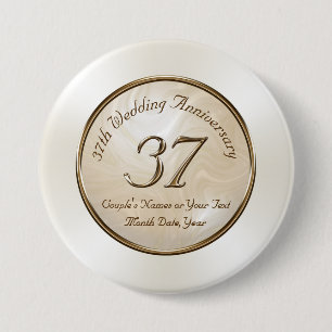 Badge Rond 7,6 Cm trente-septième Goupilles d'anniversaire de