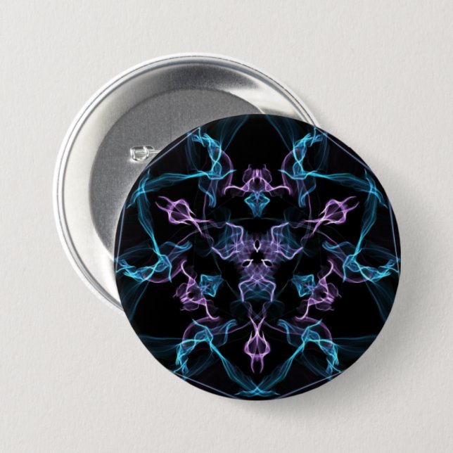 Badge Rond 7,6 Cm Triangle bleu et violet Mandala (Devant & derrière)