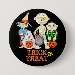 Badge Rond 7,6 Cm Trick or Treat Halloween Large, bouton de 7,62 cm