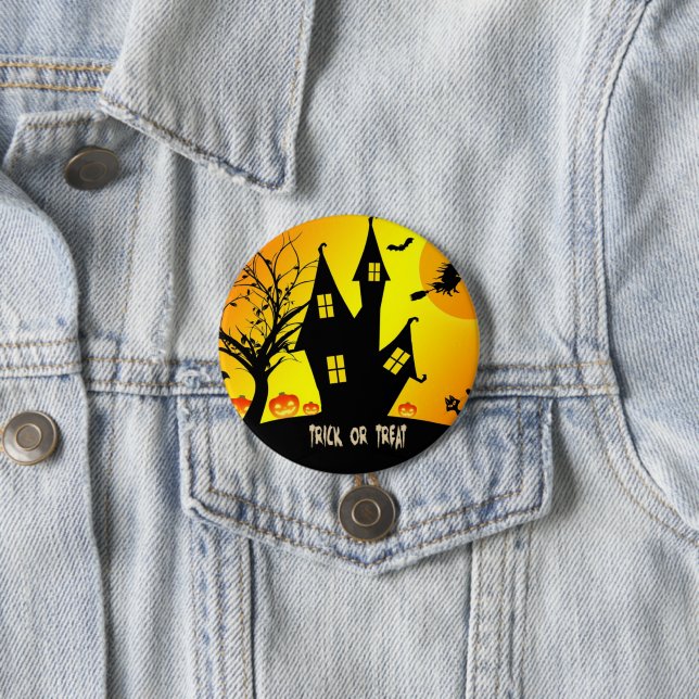 Badge Rond 7,6 Cm Trick ou régal, nuit d'Halloween...Éffrayant ! (En situation)
