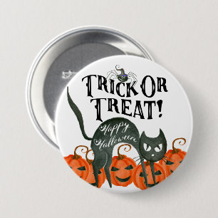 Badge Rond 7,6 Cm tricoter ou traiter heureux halloween araignée bou