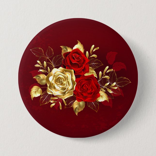 Badge Rond 7,6 Cm Trois Roses de bijoux (Devant)