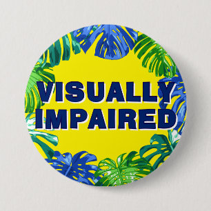 Badge Rond 7,6 Cm Tropical Jaune Jungle Feuilles malvoyants