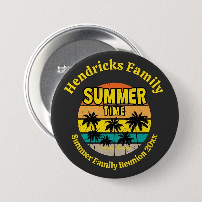 Badge Rond 7,6 Cm Tropical Sunset Family Reunion Custom (Devant & derrière)