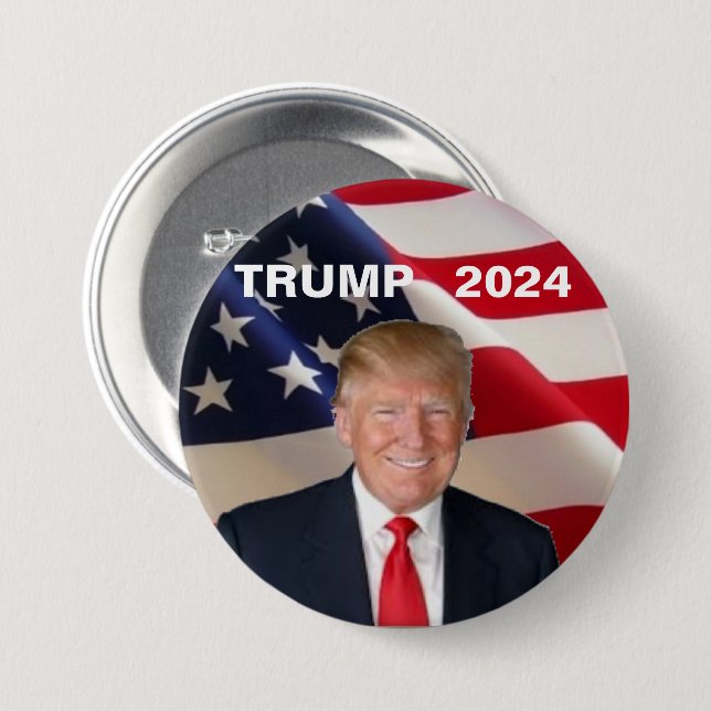 Badge Rond 7,6 Cm Trump 2024 (Devant & derrière)