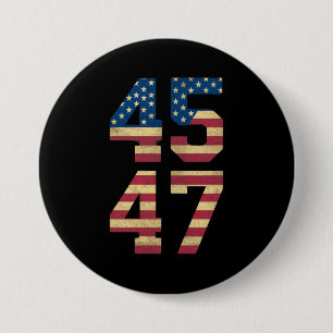 Badge Rond 7,6 Cm Trump 2024 45 47 Drapeau Américain Vintage Rétro 4
