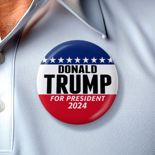 Badge Rond 7,6 Cm Trump 2024 Gardez l'Amérique grande - bleu rouge