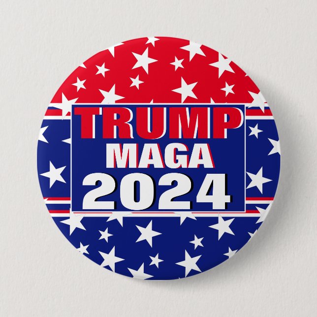 BADGE ROND 7,6 CM TRUMP 2024 MAGA (Devant)