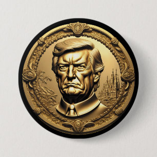 Badge Rond 7,6 Cm TRUMP CGI Collectif Gold Art-Coin Doubloon