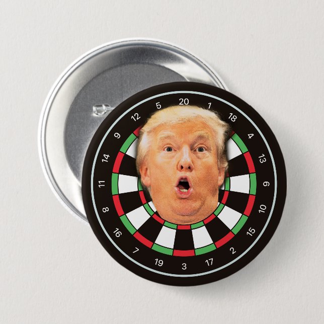 Badge Rond 7,6 Cm Trump Dartboard Drôle Donald Cible de flechettes P (Devant & derrière)