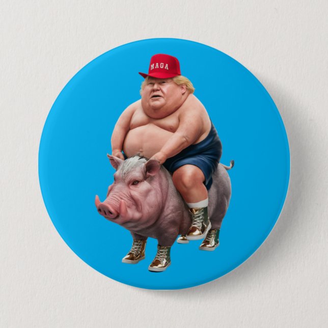 Badge Rond 7,6 Cm Trump Hog on Hog Button (Devant)