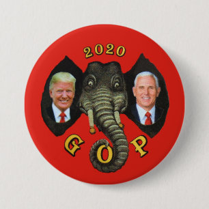 Badge Rond 7,6 Cm Trump Pence 2020 GOP Elephant