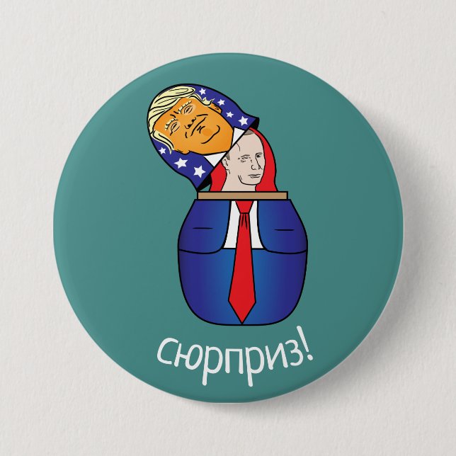 Badge Rond 7,6 Cm Trump - Poupée russe Poutine (Devant)