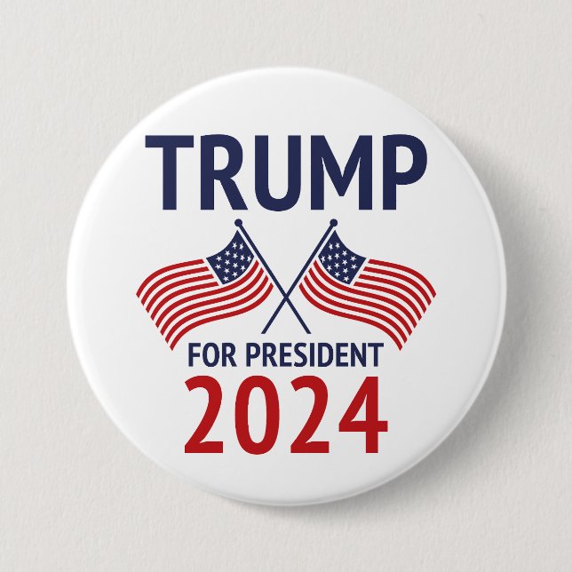 Badge Rond 7,6 Cm Trump pour le président 2024 (Devant)