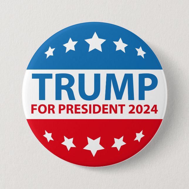 Badge Rond 7,6 Cm Trump pour le président 2024 (Devant)