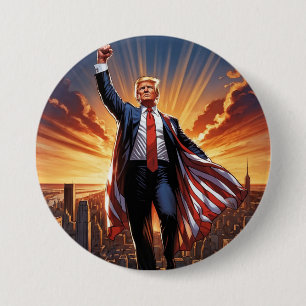 Badge Rond 7,6 Cm "Trump the American Superhero Button"