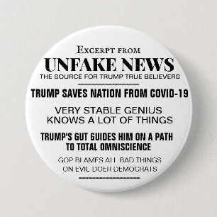 BADGE ROND 7,6 CM TRUMP UNFAKE NEWS