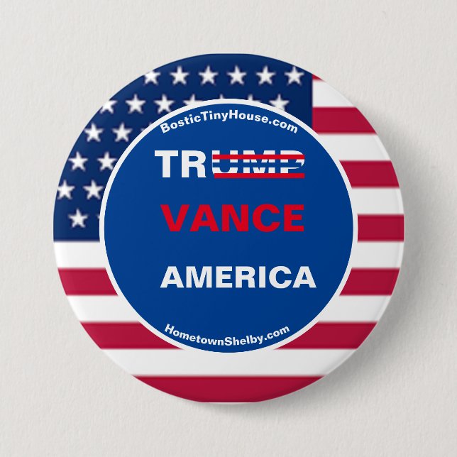 BADGE ROND 7,6 CM TRUMP VANCE AMÉRIQUE (Devant)