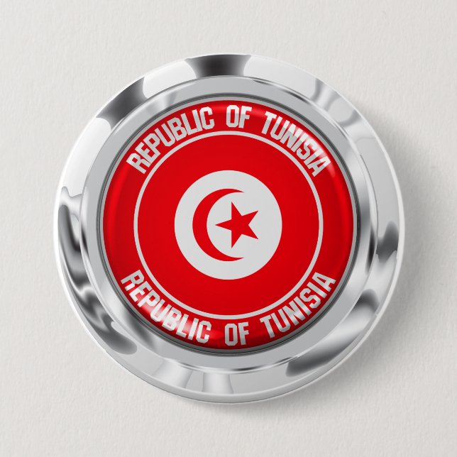 Badge Rond 7,6 Cm Tunisia Round Emblem (Devant)