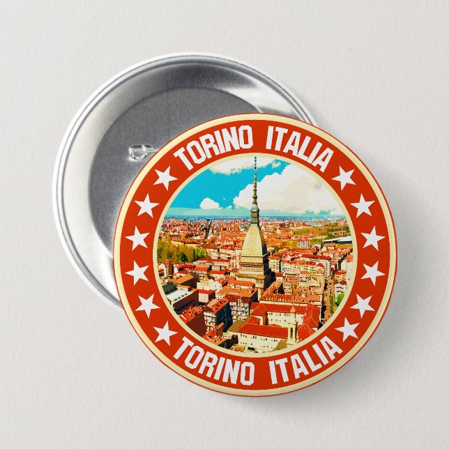 Badge Rond 7,6 Cm Turin (Devant & derrière)