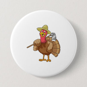 Badge Rond 7,6 Cm Turkey as Farmer