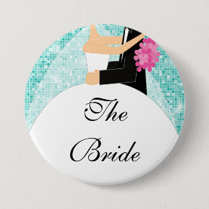Badge Rond 7,6 Cm Turquoise nuptiale du bouton de partie de jeune