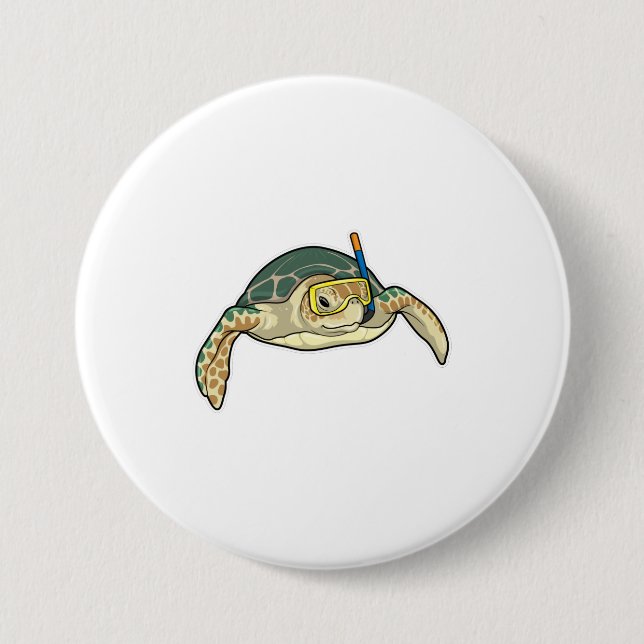 Badge Rond 7,6 Cm Turtle Diver Snorkel (Devant)