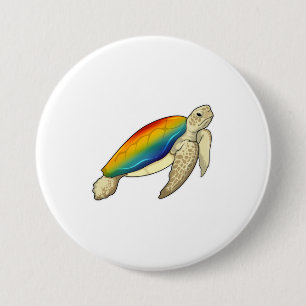 Badge Rond 7,6 Cm Turtle Rainbow