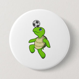 Badge Rond 7,6 Cm Turtle Soccer joueur