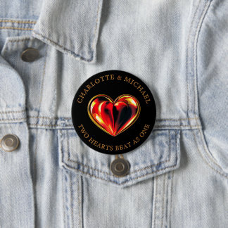 Badge Rond 7,6 Cm Twin Flames Two Hearts Beat As One Love Valentine