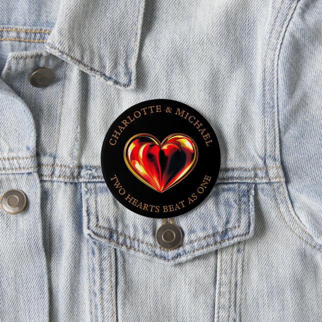 Badge Rond 7,6 Cm Twin Flames Two Hearts Beat As One Love Valentine (En situation)