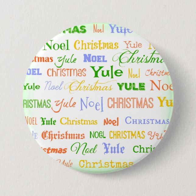 Badge Rond 7,6 Cm Typographie de Noël (Devant)
