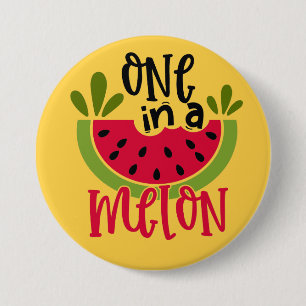 Badge Rond 7,6 Cm Un dans un jeu de pastèque Melon