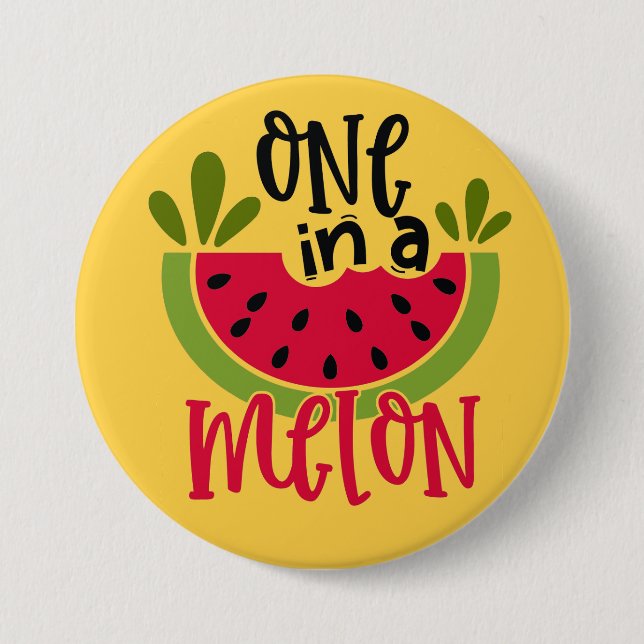 Badge Rond 7,6 Cm Un dans un jeu de pastèque Melon (Devant)