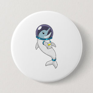 Badge Rond 7,6 Cm Un dauphin en tant qu'astronaute en costume