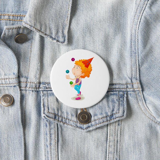 Badge Rond 7,6 Cm Un Enfant De La Fête Jongle Des Boules Colorées (Créateur téléchargé)