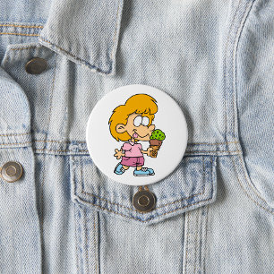 Badge Rond 7,6 Cm Un Enfant Mange De La Crème De Glace