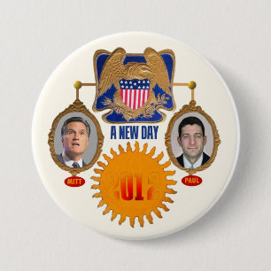 Badge Rond 7,6 Cm Un nouveau jour" Romney/Ryan