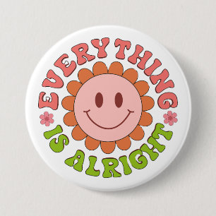 Badge Rond 7,6 Cm Un visage souriant avec une fleur et les mots eBut