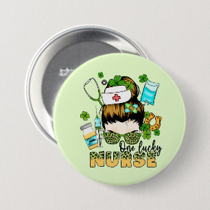 Badge Rond 7,6 Cm Une infirmière chanceuse St. Patrick's