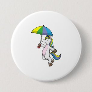 Badge Rond 7,6 Cm Unicorn avec Umbrella