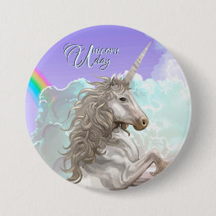 Badge Rond 7,6 Cm Unicorn Day, belle licorne