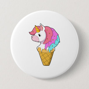 Badge Rond 7,6 Cm Unicorne avec crème glacée